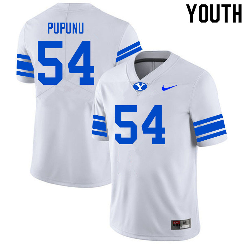 Youth #54 Kade Pupunu BYU Cougars College Football Jerseys Sale-White